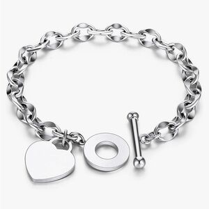 Stainless Steel Love Heart Charm Bracelet